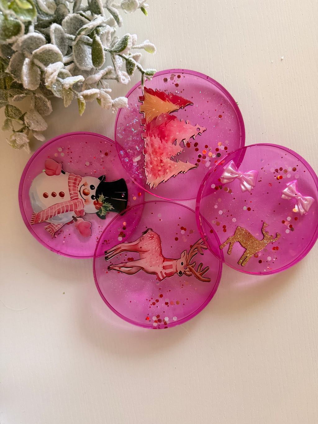 Pink Snowman Coasters