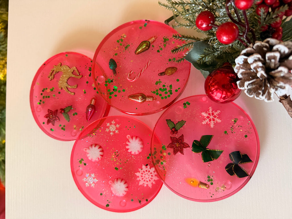 Red Holiday Coasters