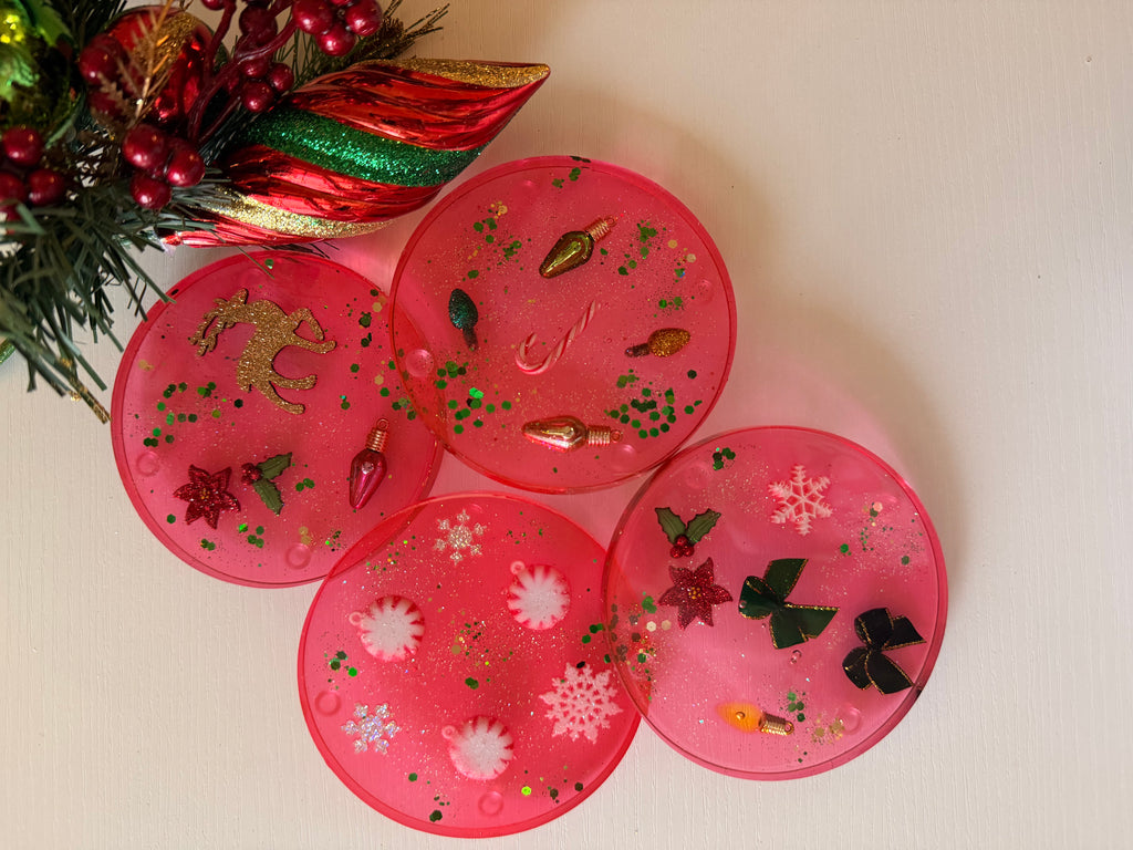 Red Holiday Coasters