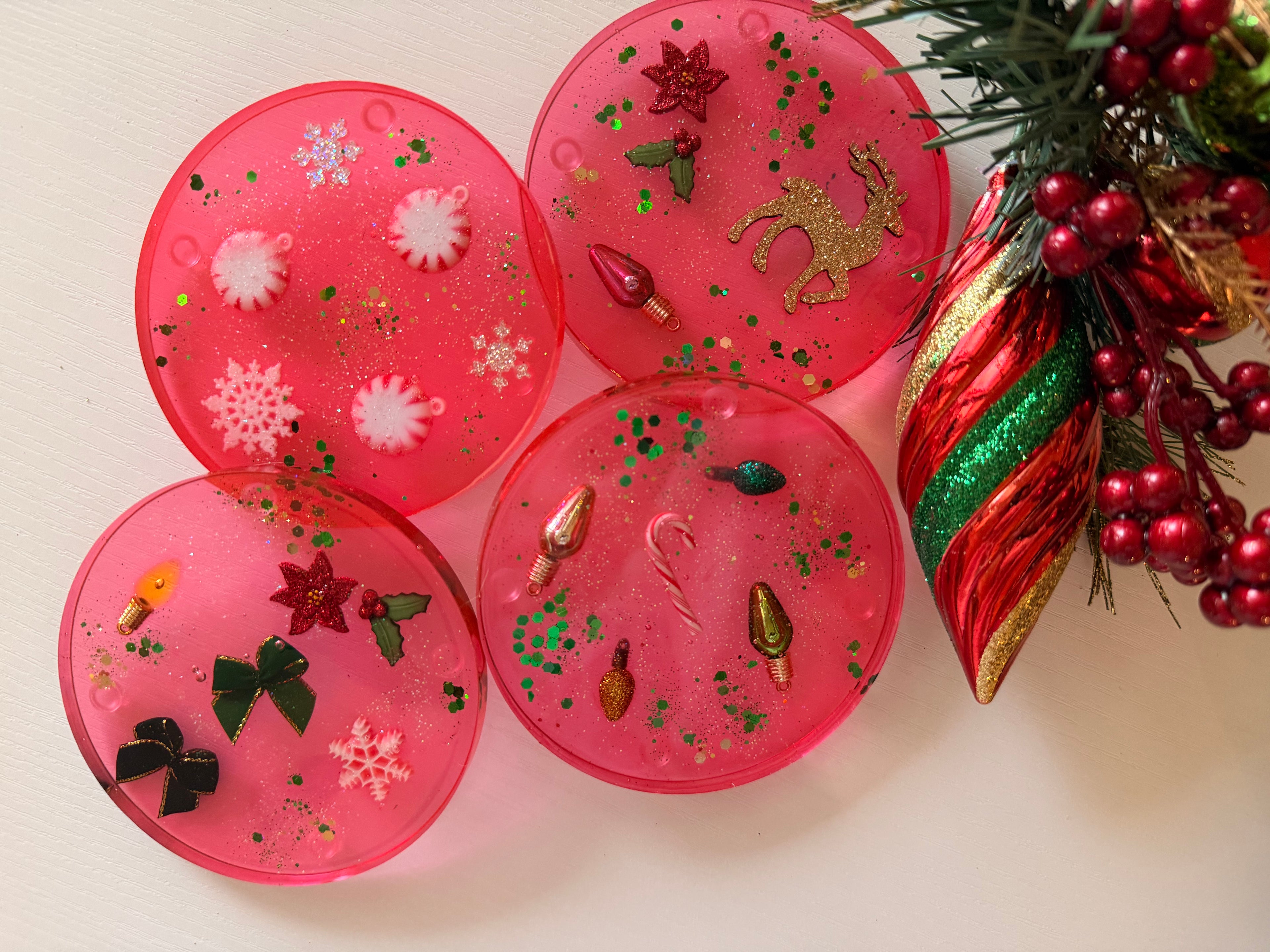 Red Holiday Coasters