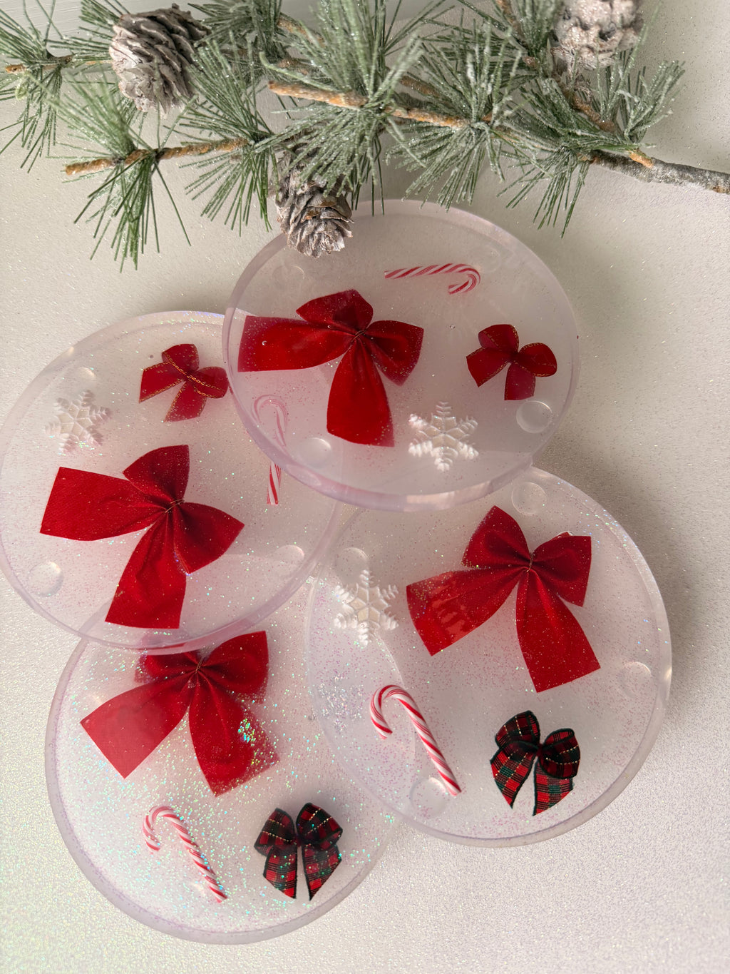 Red Bow Holiday Coasters