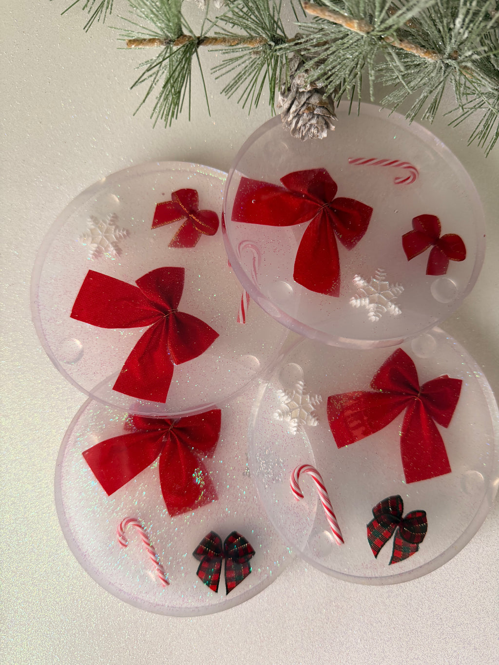 Red Bow Holiday Coasters
