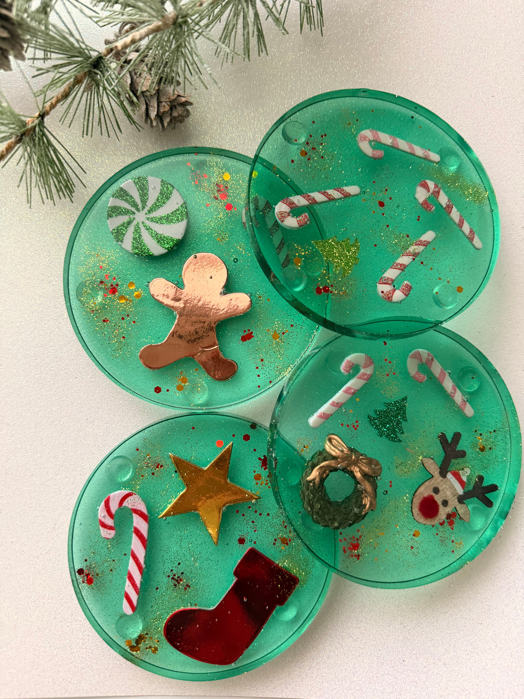 Green Holiday Coasters
