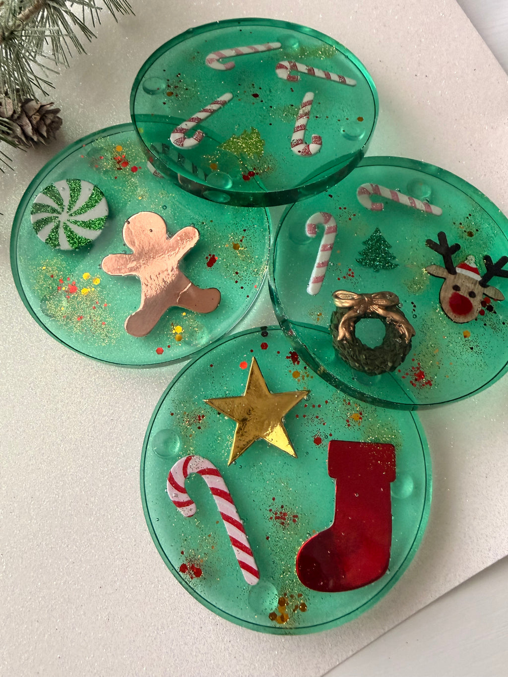 Green Holiday Coasters