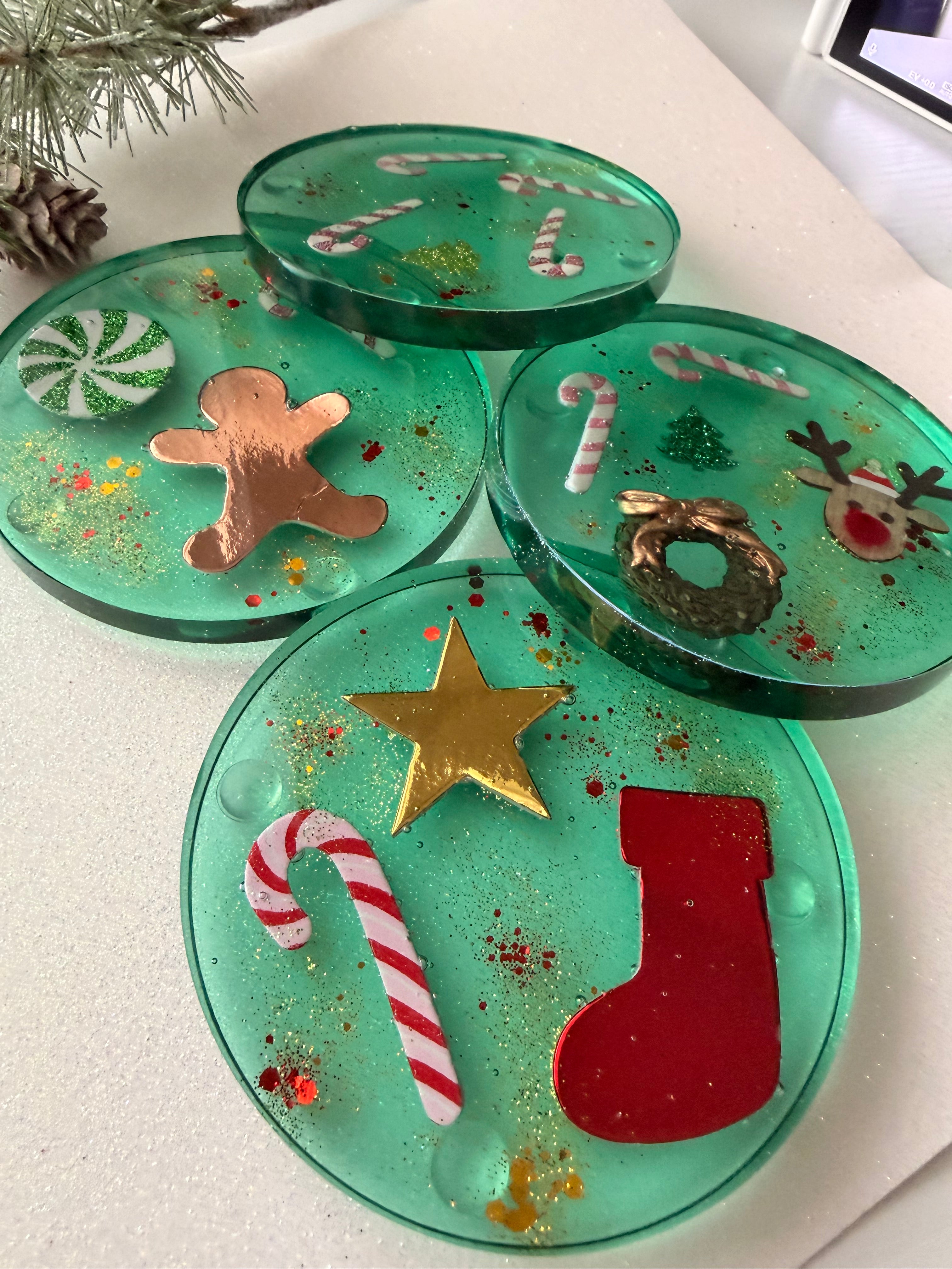 Green Holiday Coasters