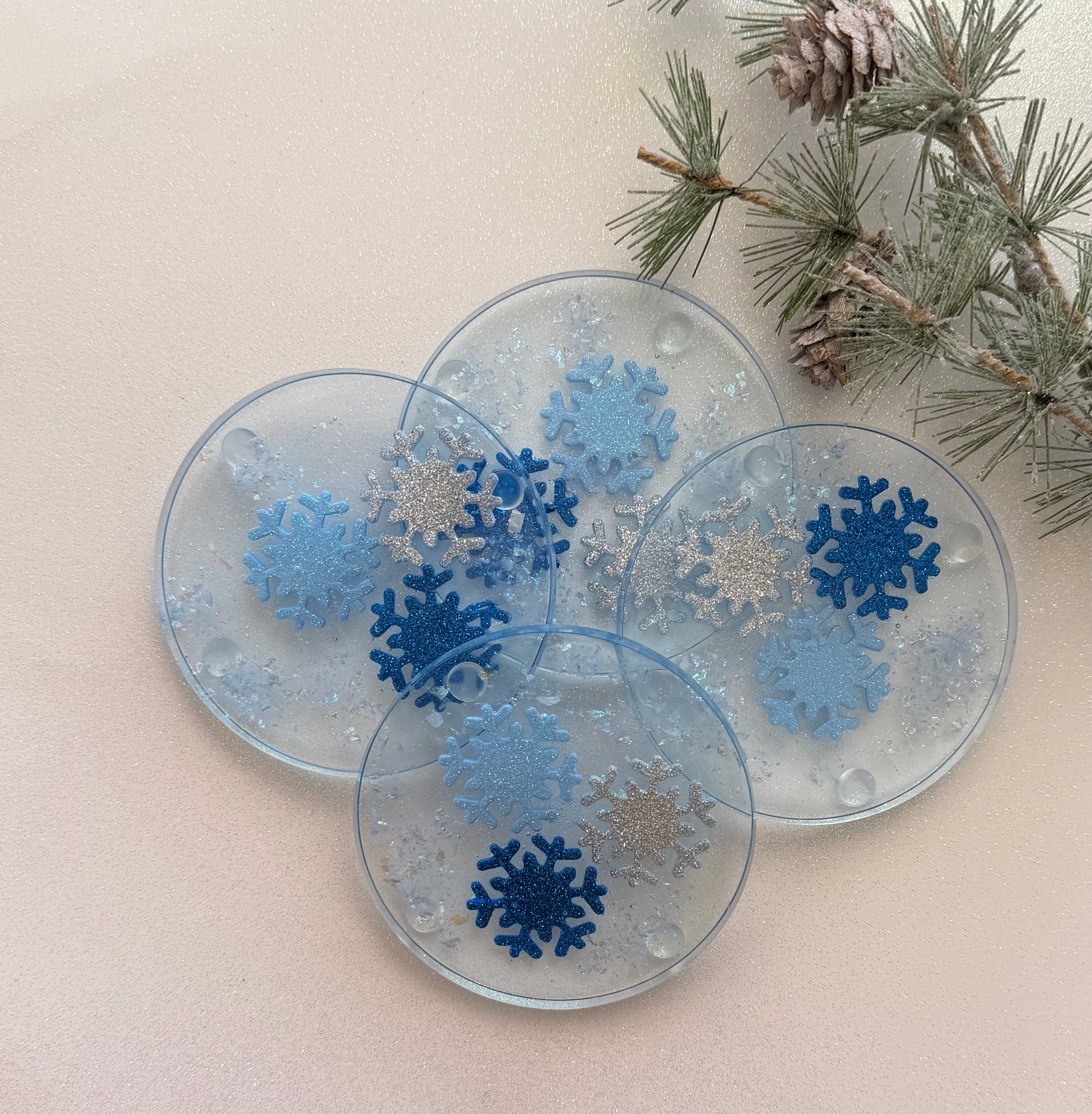 Sparkly Snowflake Coasters