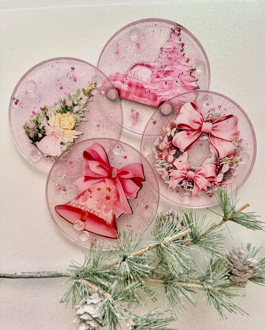 Pink Inspired Christmas Coasters