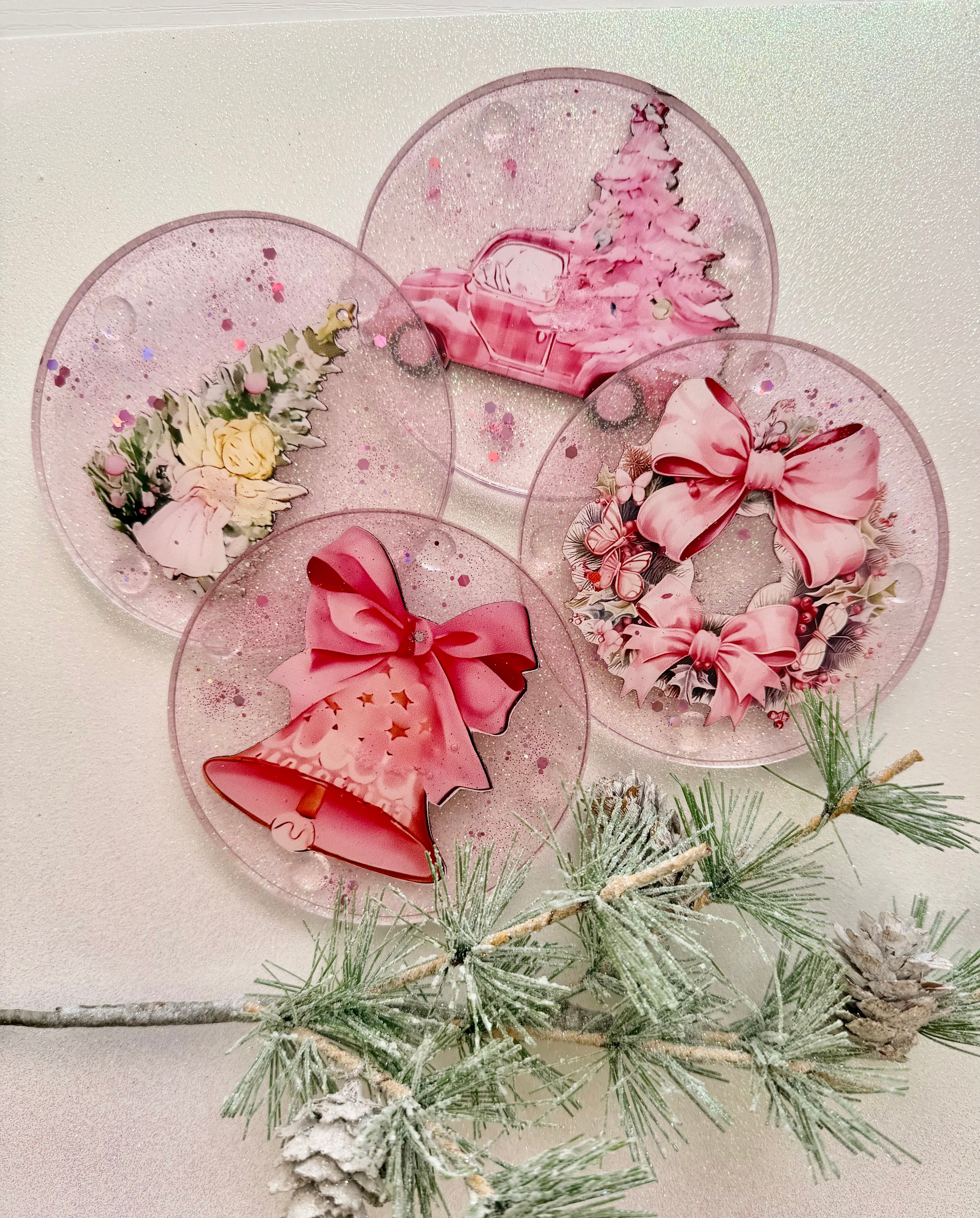 Pink Inspired Christmas Coasters