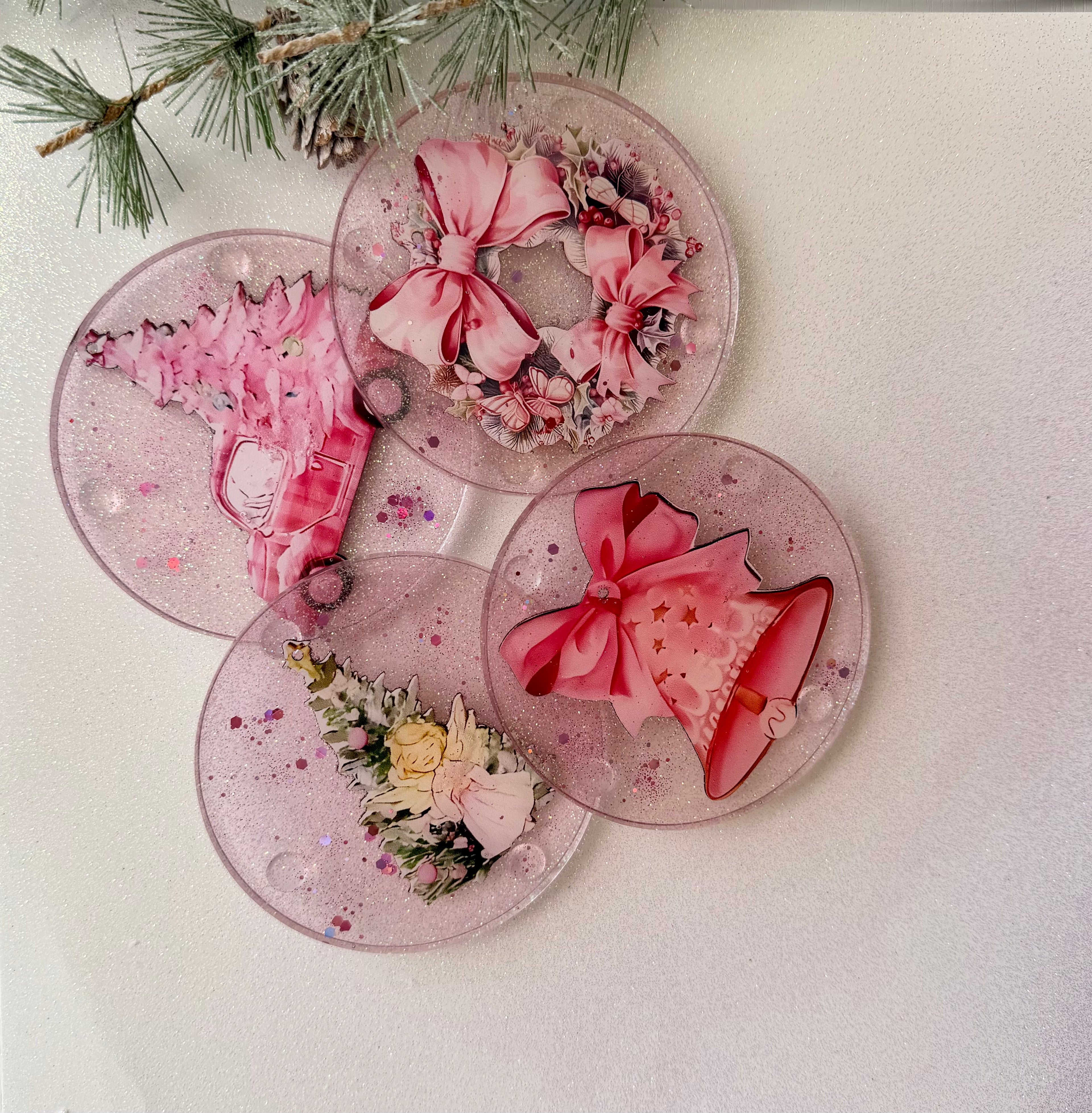 Pink Inspired Christmas Coasters