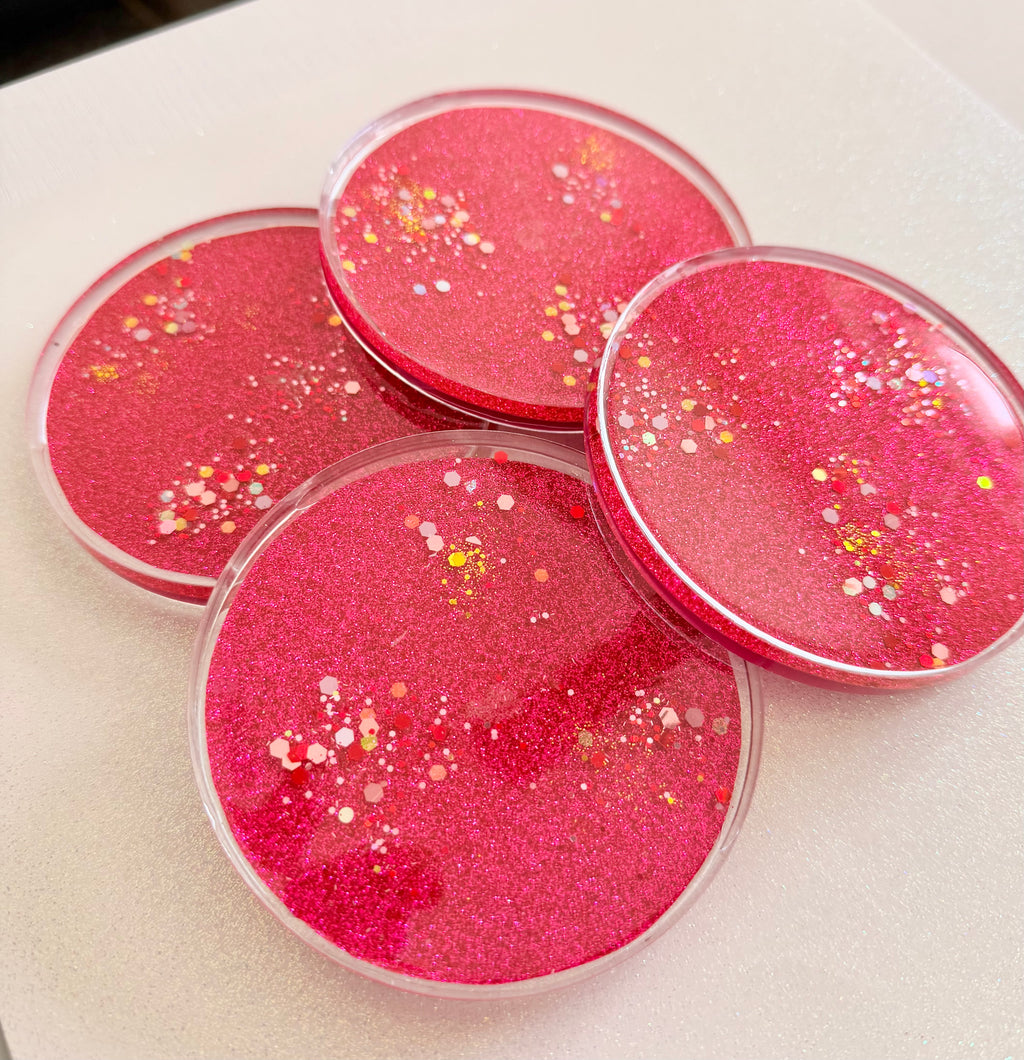 Hot Pink Sparkle Coasters